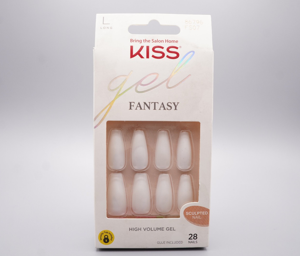 KISS Gel Fantasy Sculpted Long Coffin Nails – Glue Included – 2 Pack