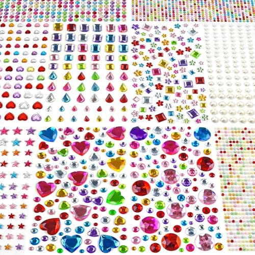 3000 PCS Stickers – Self Adhesive Scrapbook Supplies | Rhinestones for Gem