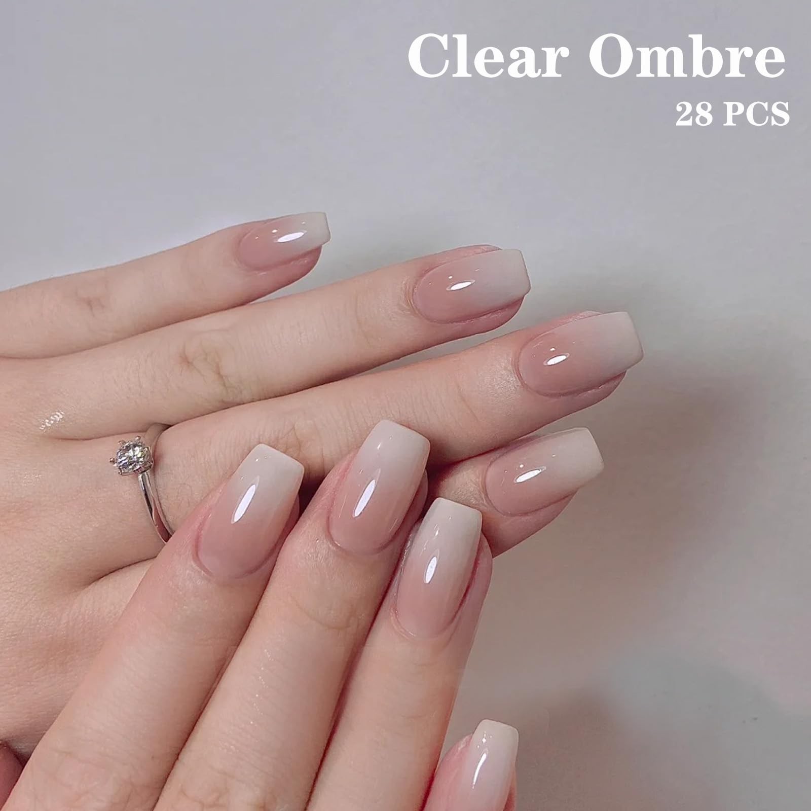 Semi Cured Gel Nail Strips, 28 pcs Gel Nail Stickers Work with Any UV Lamp,