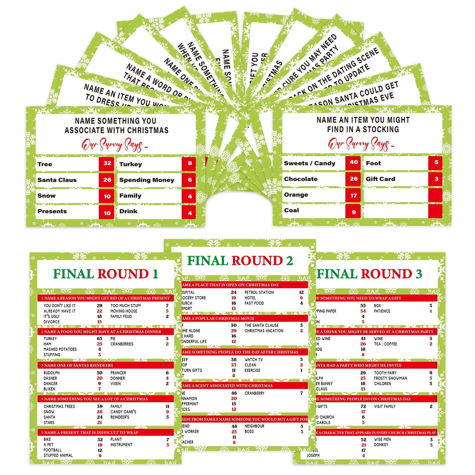 Christmas Family Feud Game,Funny Party Games, Small, Multicolor