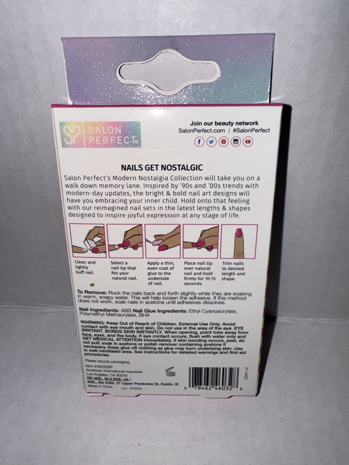 Salon Perfect Modern Nostalgia Glue On Nails Pink Smiley Face Includes Glue