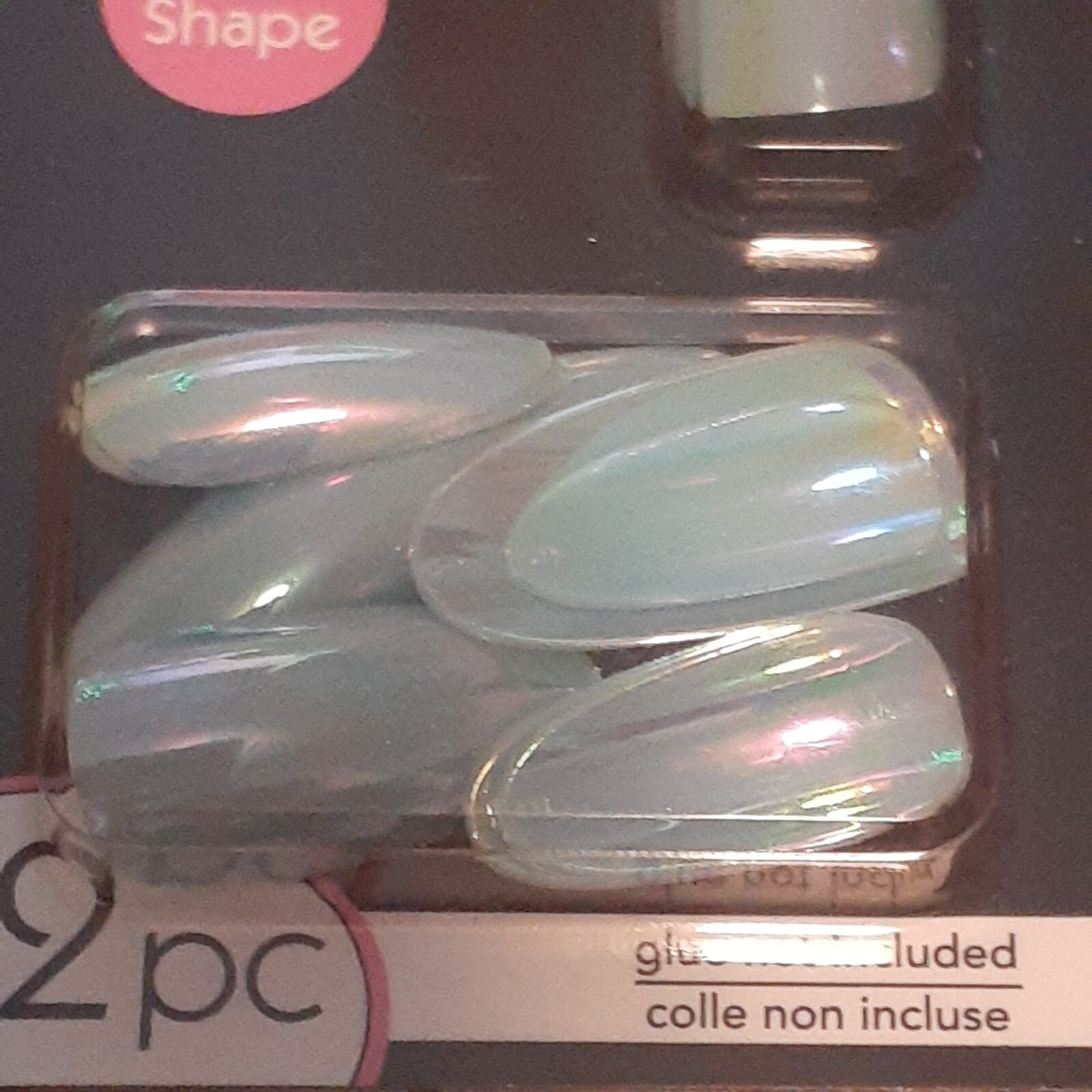 b*Color Nails Shiny Iridescent Light Blue Artificial Long Oval