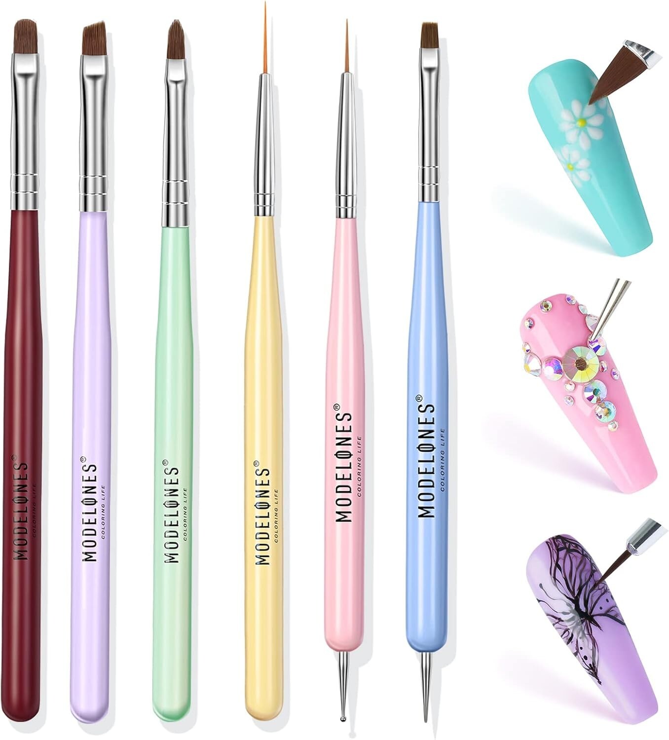 Professional Nail Art Tools Set: 6 Brushes & Dotting Pens for DIY Creativity