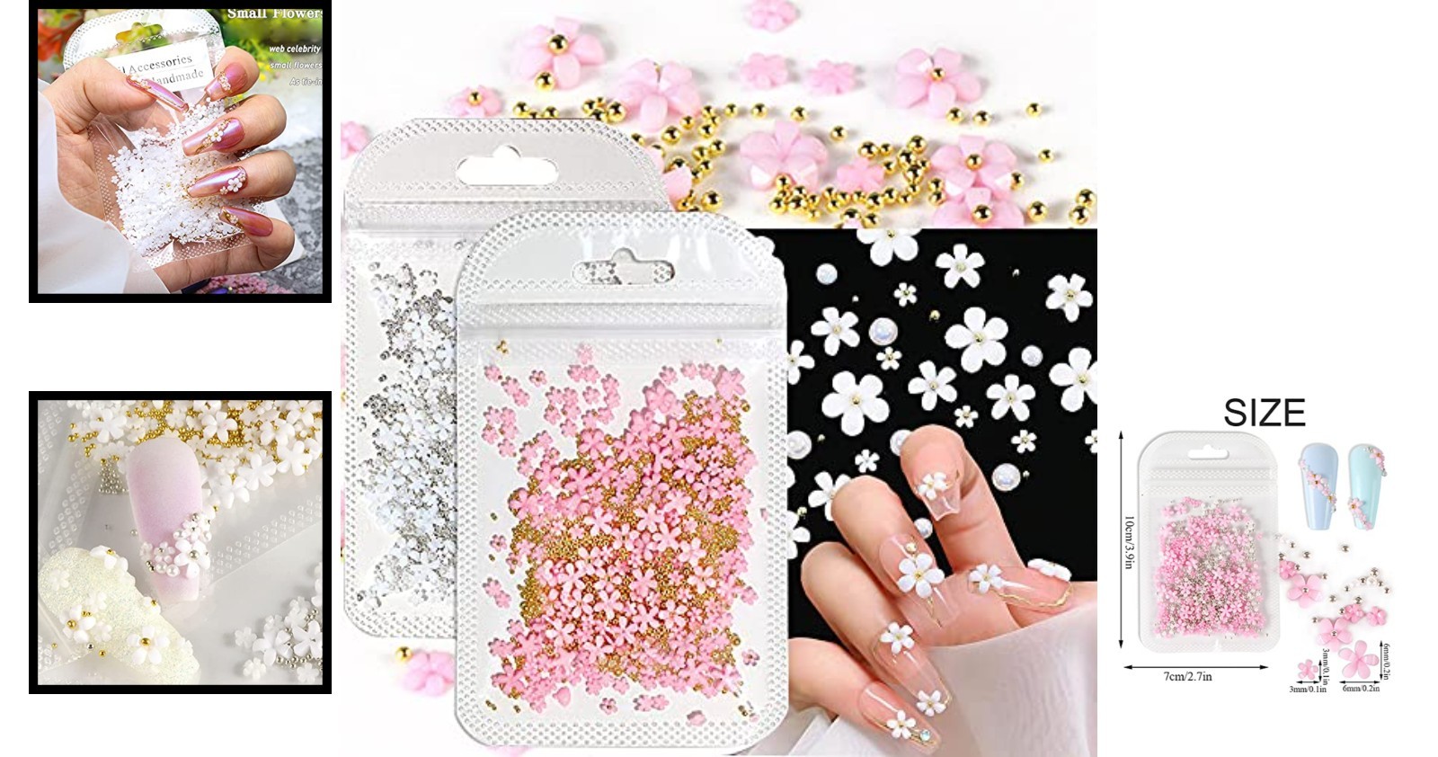 Versatile 3D Floral Nail Art Decals – Perfect for DIY Manicures and Crafts
