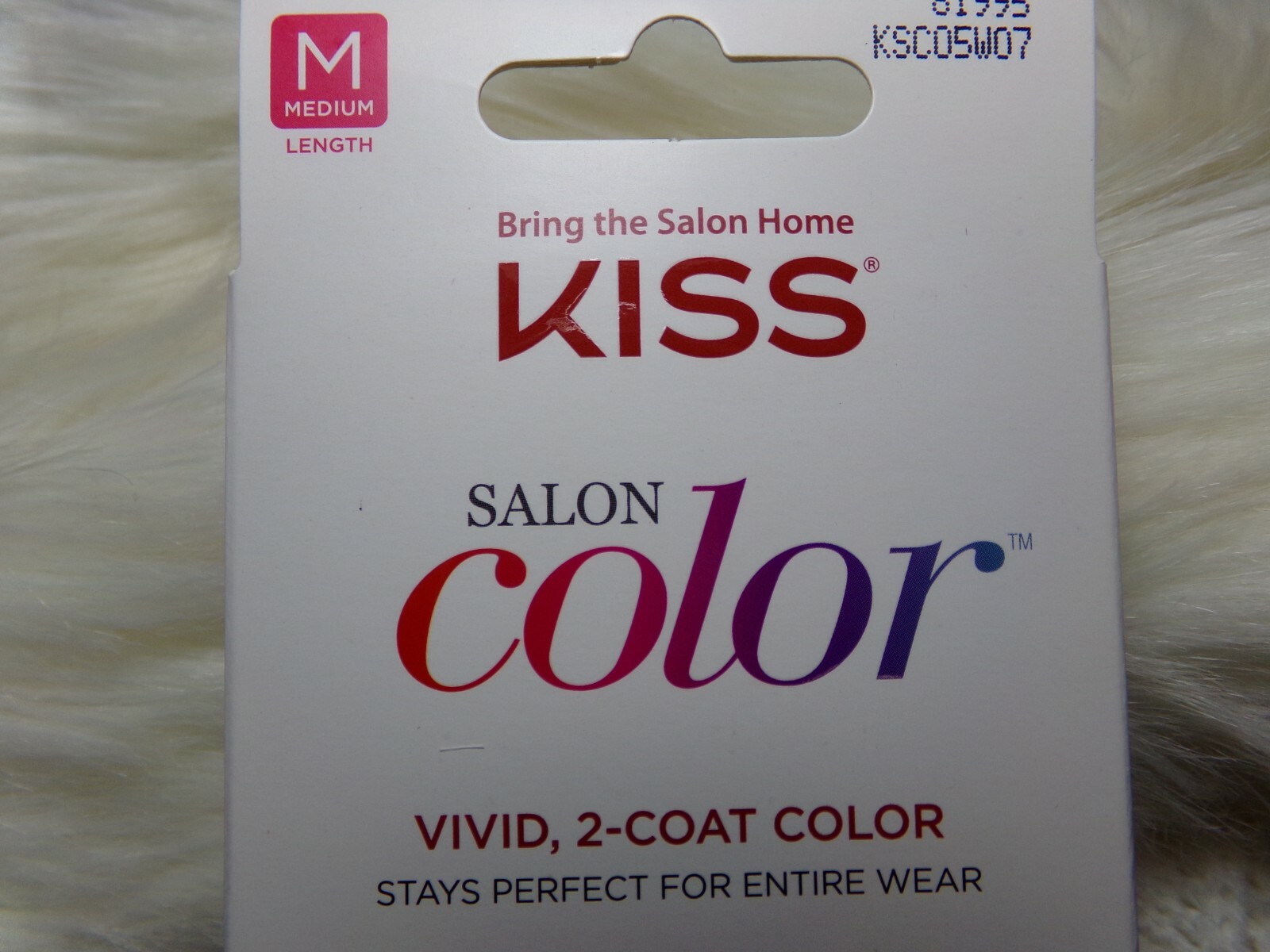 Kiss Salon Color Shiny Stone Gray Glue On Nail Medium Almond