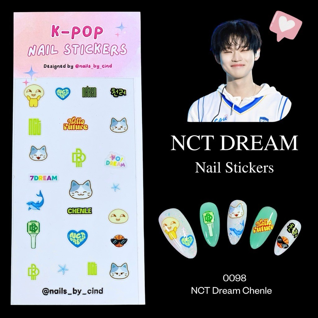 NCT DREAM KPOP NAIL STICKER FAN MADE KOREA MARK RENJUN HAECHAN CHENLE I Z10