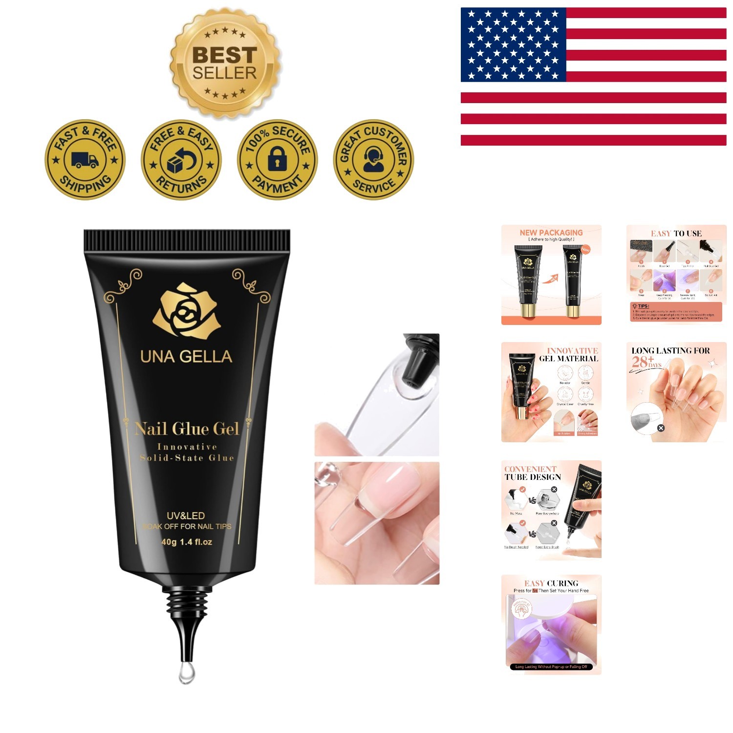 40g Strong Gel Nail Glue: Quick Drying & Safe Adhesive for Nail Extensions