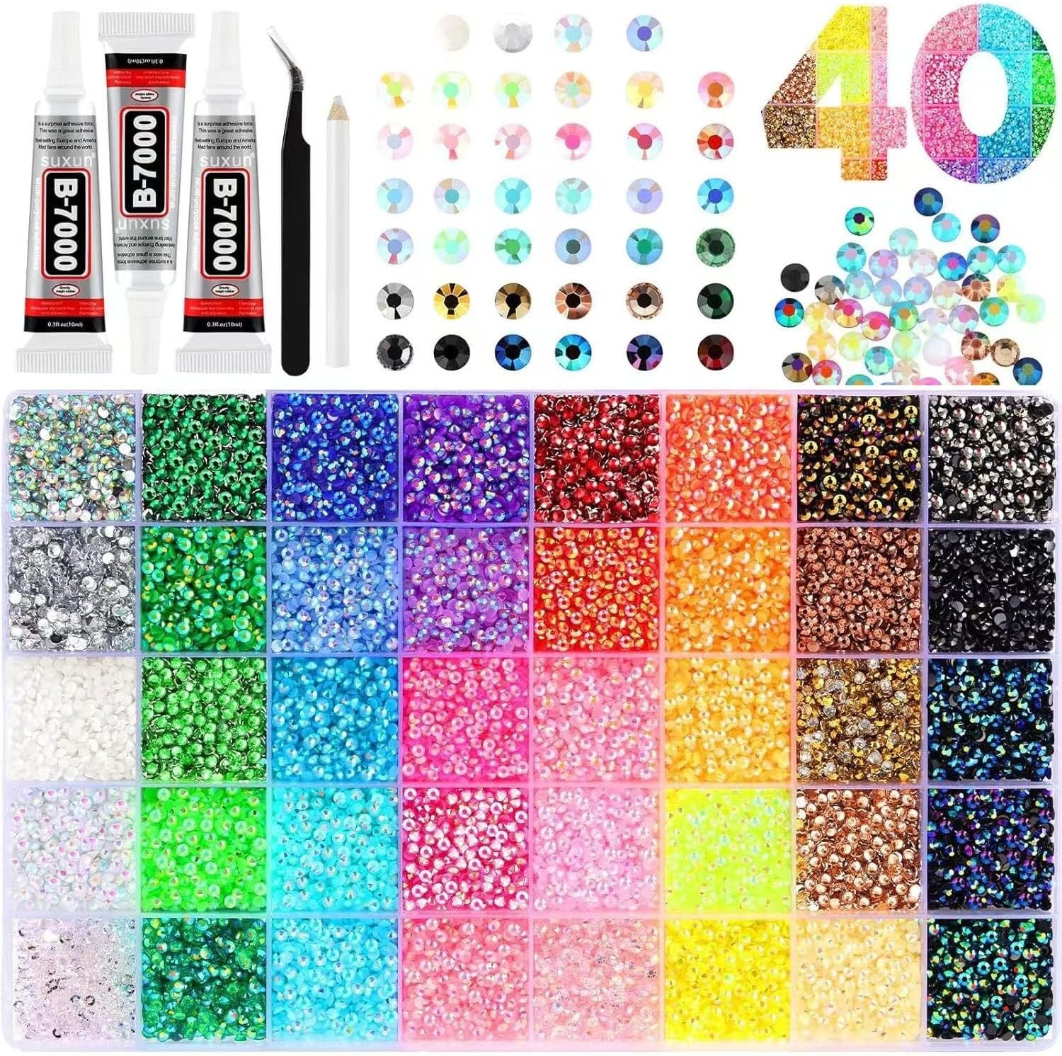 Bedazzling Kit 40 Colors Bedazzler Kit with Rhinestones Resin Jelly Rhines