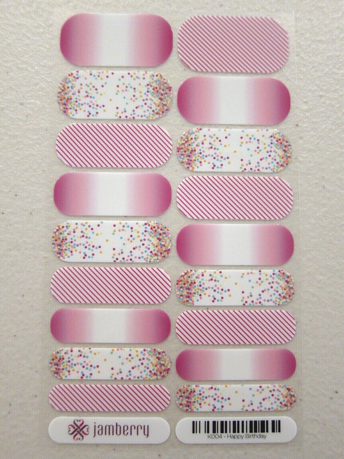 Jamberry Nail Wraps ~ FULL or HALF SHEET ~ HAPPY BIRTHDAY Retired Mixed Manicure
