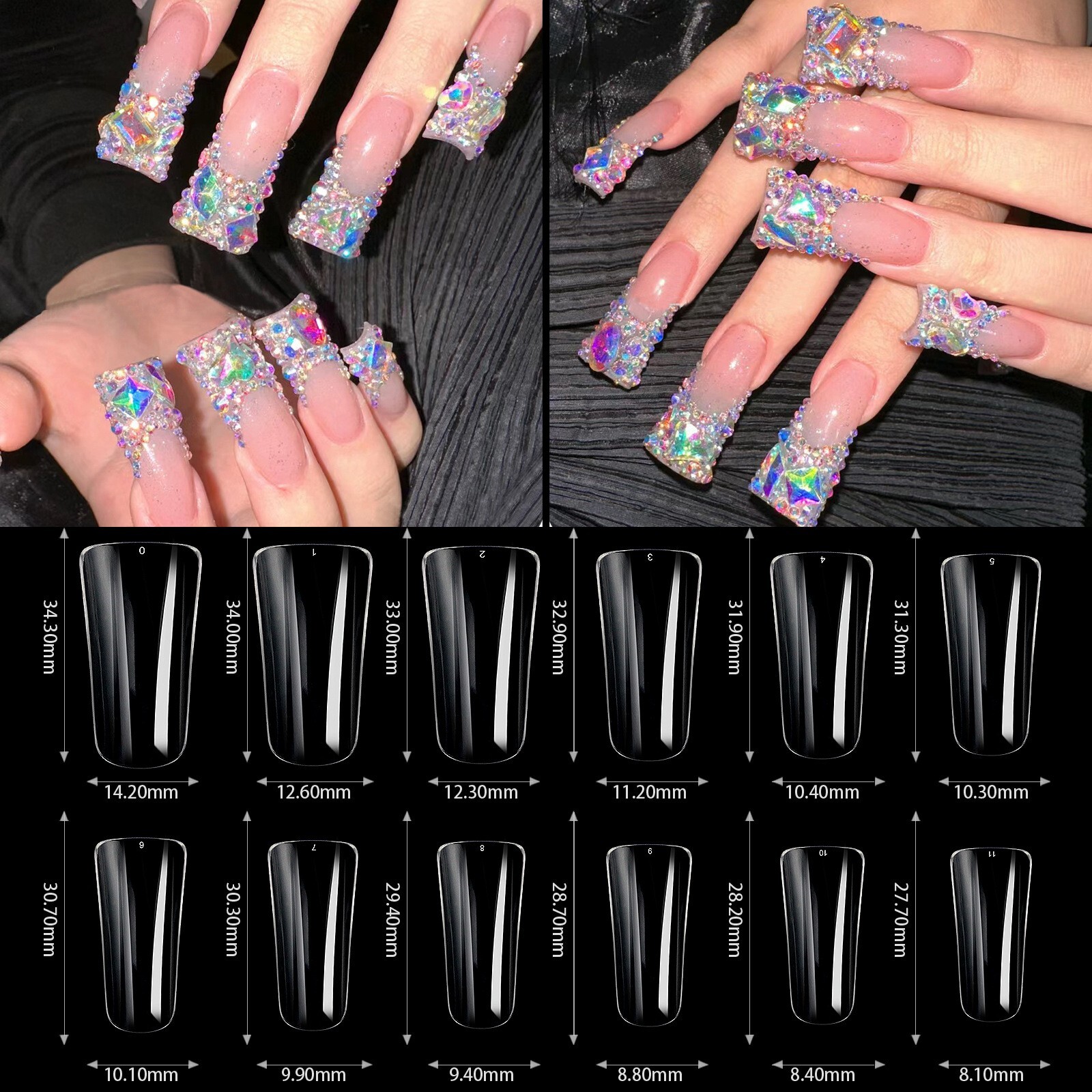 500~504pcs Half Full Cover Duck Shape Nail Tips Acrylic Nails Clear Natural