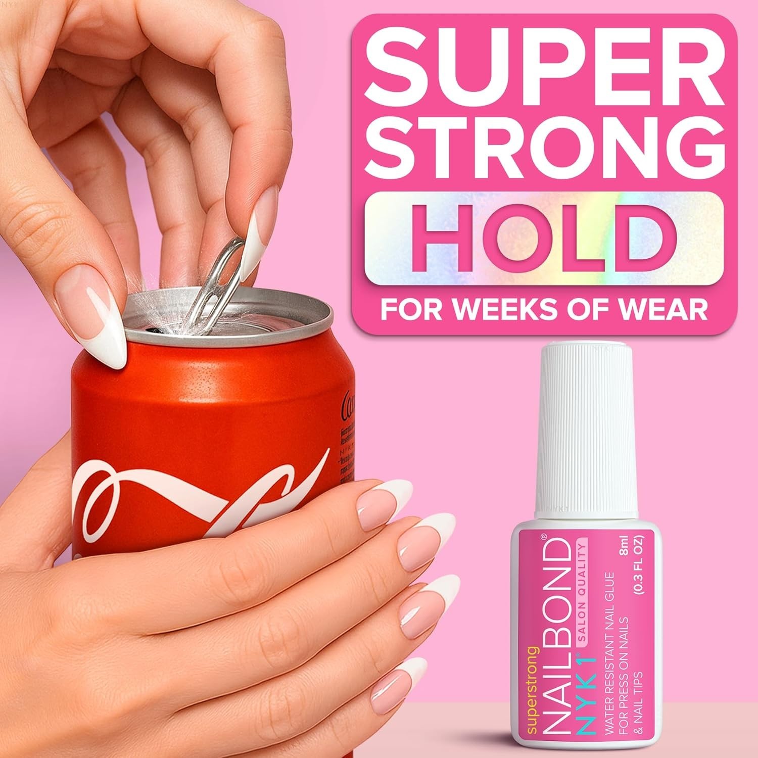 Super Strong Nail Glue 8ml | Fast Drying Brush On for Press On & Acrylic Nails
