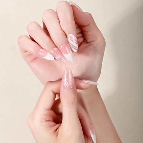 Christmas Semi Cured Gel Nail Strips, 20 Pcs Winter Christmas Gel Nail Stripe 4