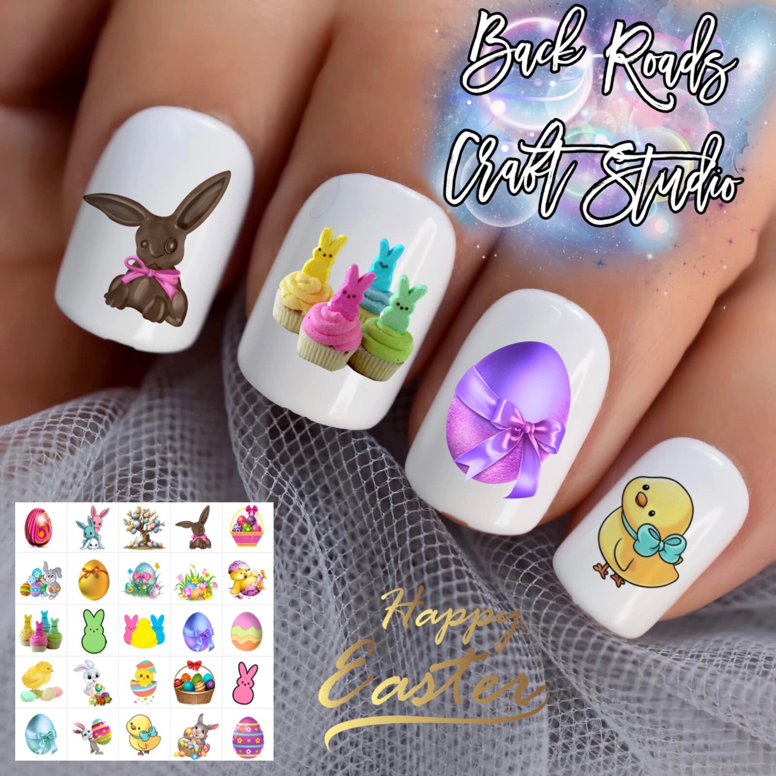 Easter Waterslide Nail Art Decals Set of 50 Instructions Bonus &