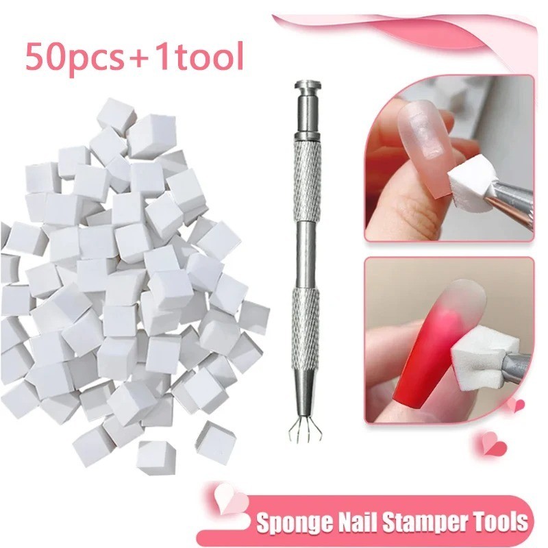 Nail Art Sponge Set Gradient Ombre Gel Polish Design Manicure Tools 50Pcs