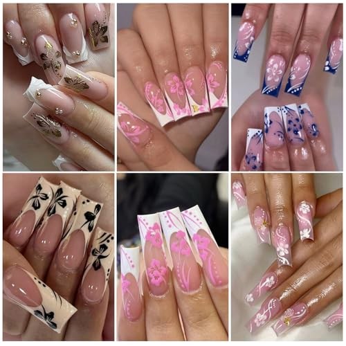 Flower Nail Stickers for Nail Art 12PCS Nail Decals 3D Self Hibiscus Flowers