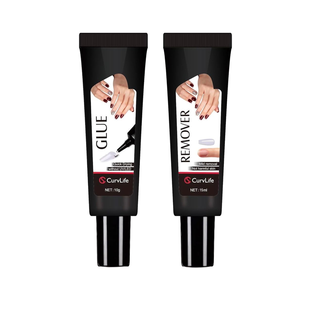10g Semi Solid Nail Glue for Press Ons + 15ml Non-Acetone Remover | Air-Dry Gel