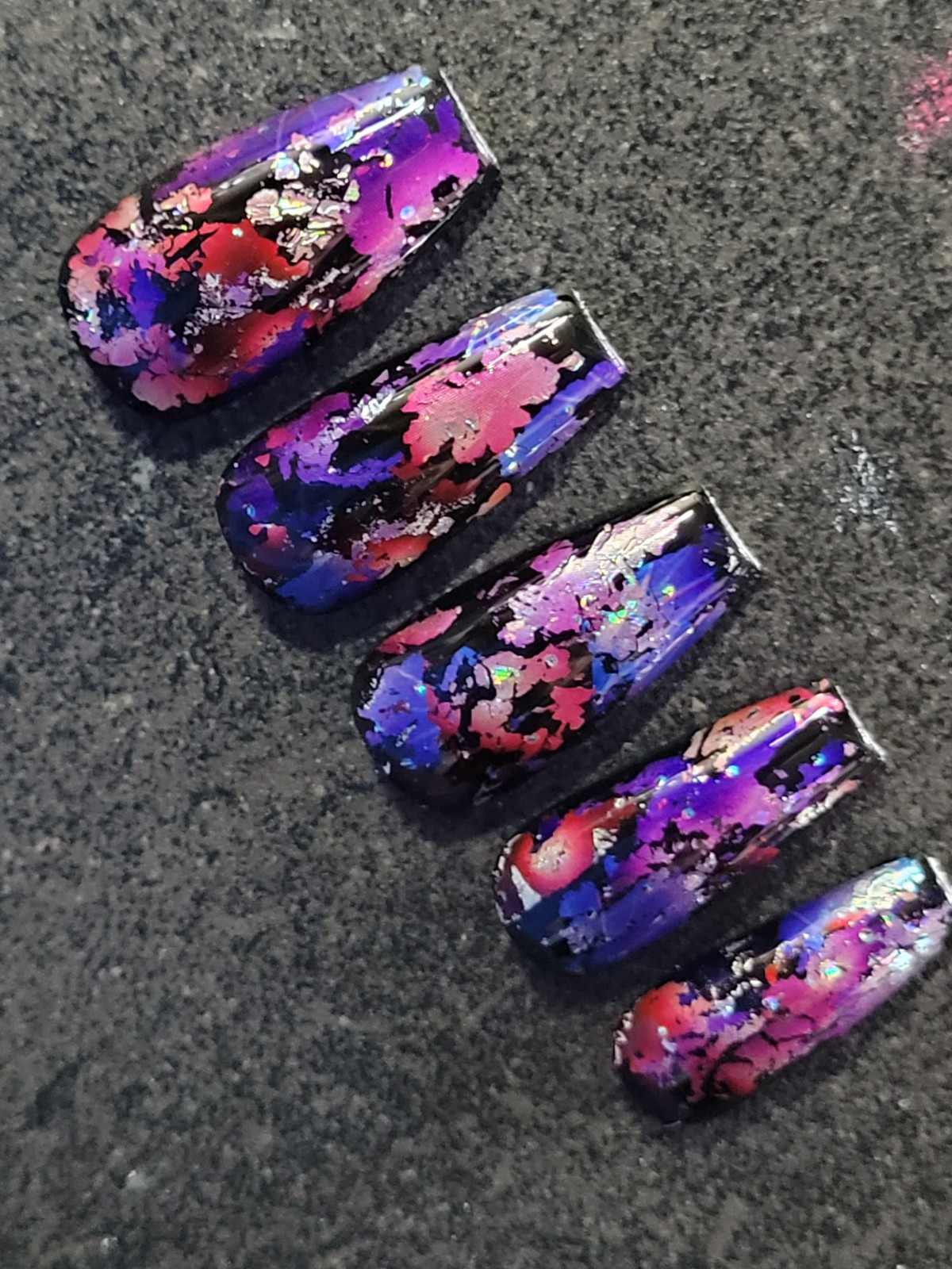 Custom Gel Press on Nails fake nails Handmade 10 pc set MEDIUM Pink Red Purple