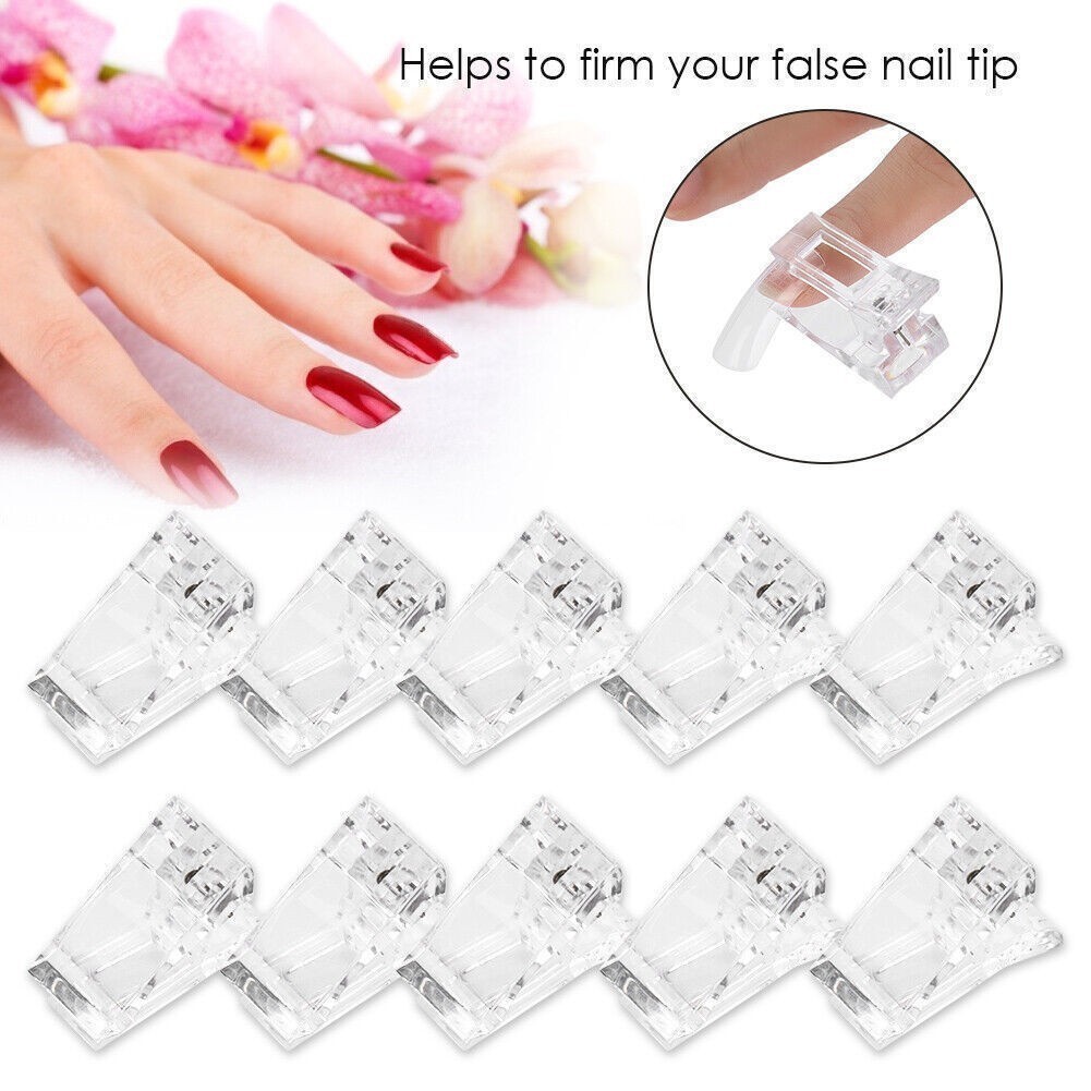 10pcs / Set Transparent Nail Tips Clips Quick Building Mold Clips Nail