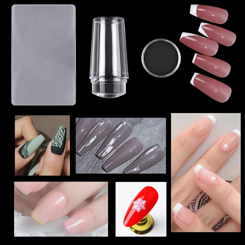 Nails Art Stamping Plates Kit French Manicure Design Plate Stamp Polish Stencil