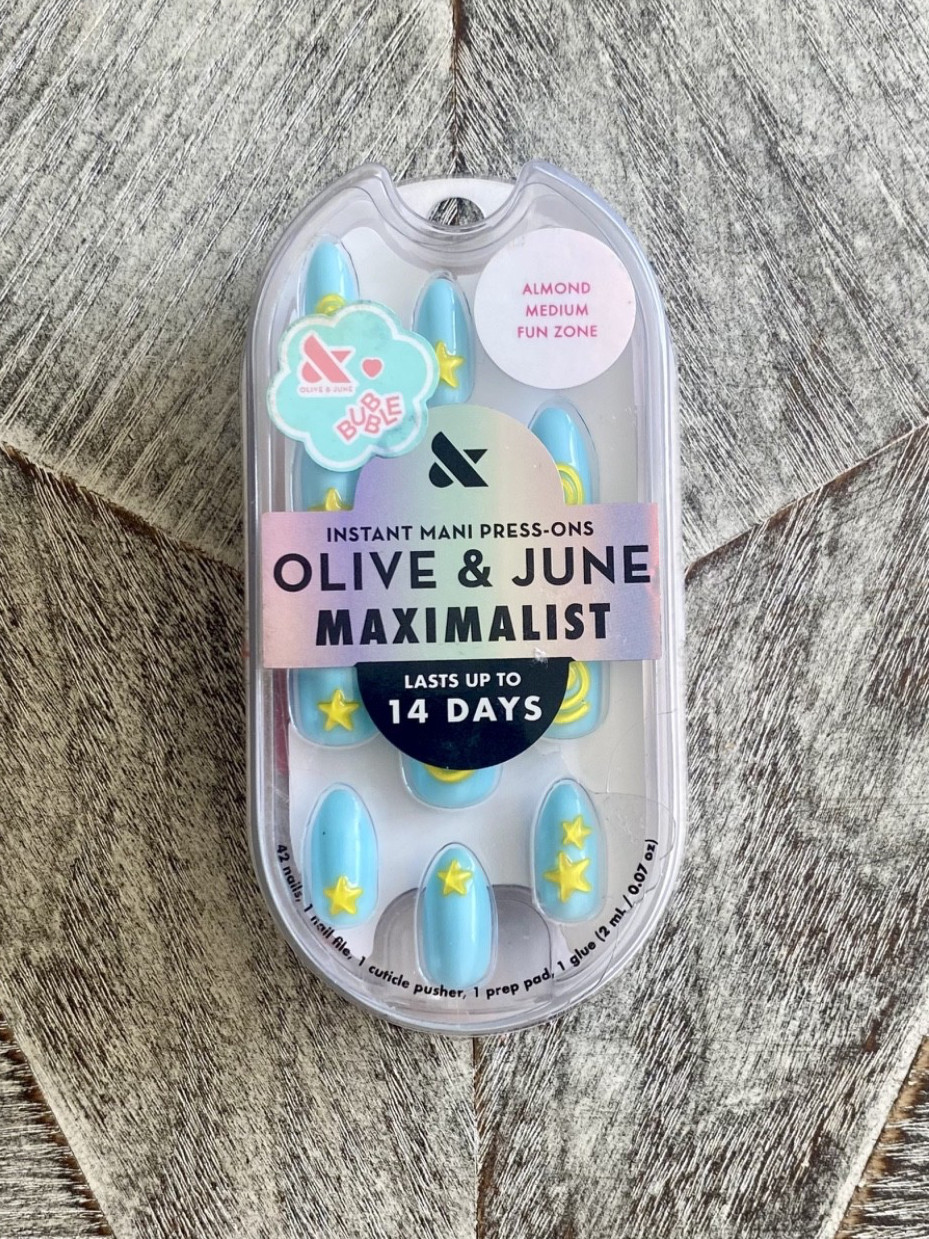 NEW! Olive & June Press-On Nails Lot of Three Spring Pastels Flowers Stars FS!