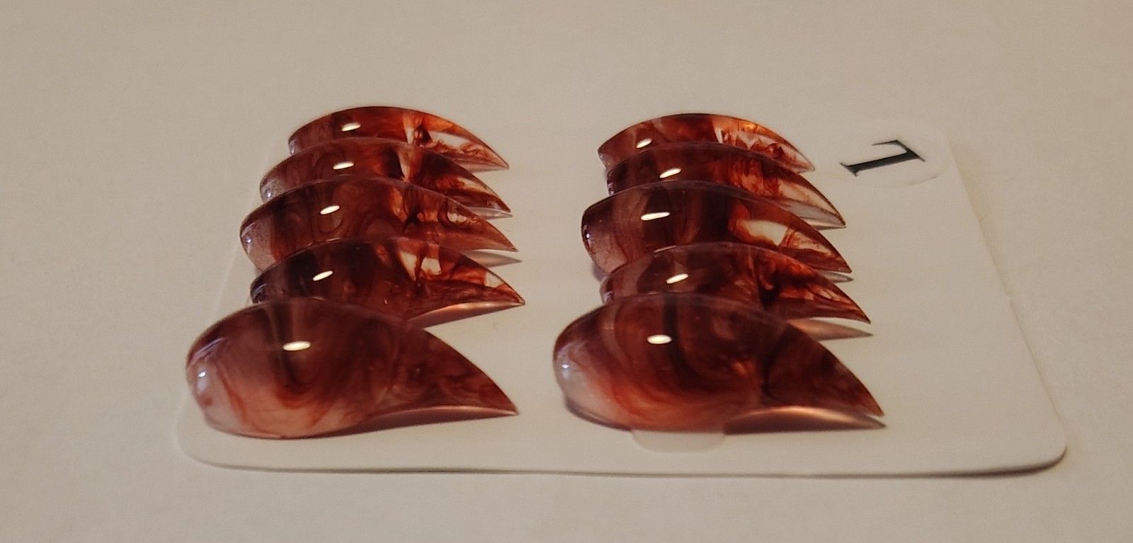 10 Pcs Large Handmade Press on Nails Short Curved Claw Red Clear Swirl