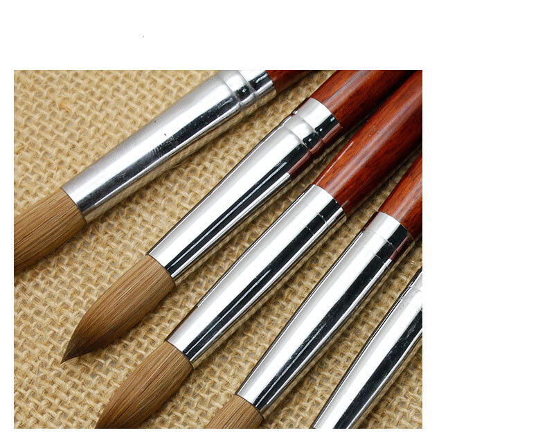 Kolinsky Acrylic Round Wood Handle Acrylic Nail Art CHOOSE SIZE Best Brush
