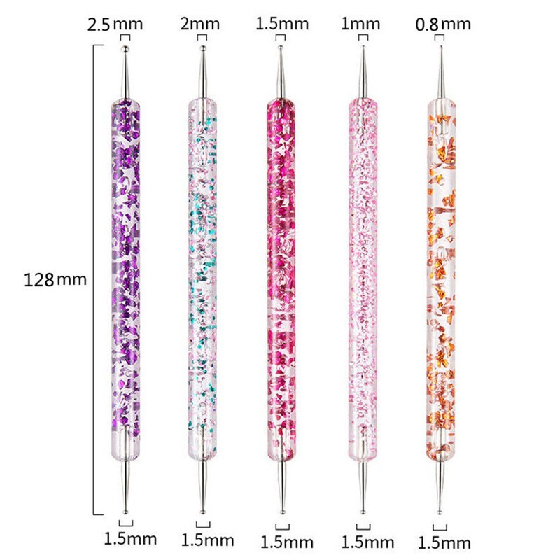 5 Pcs Nail Art Brushes Nail Dotting Tool Nail Art Tools 2 in 1 Nail Art Tool Set