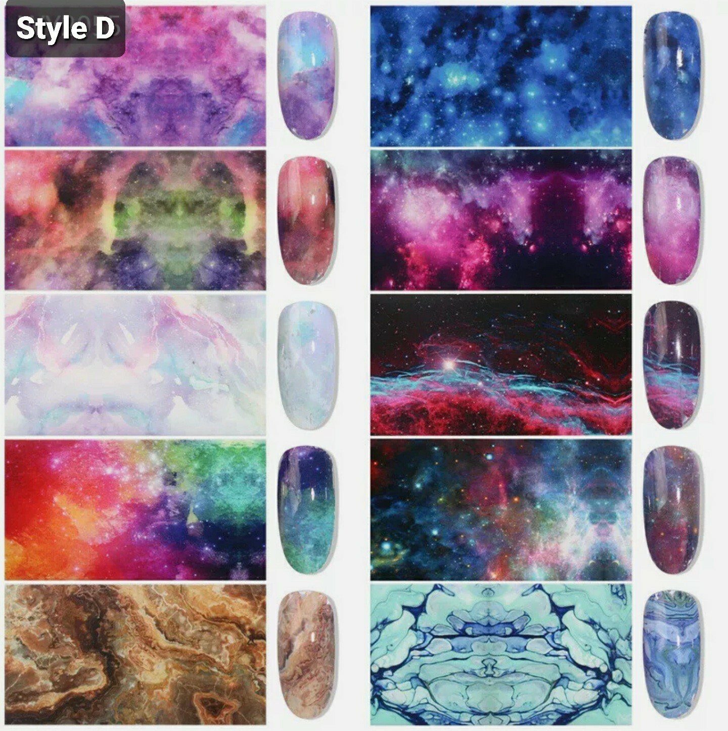 40 Styles 4x100cm Galaxy Meteor Star Transfer Foil Nail Art Sticker Manicure DIY