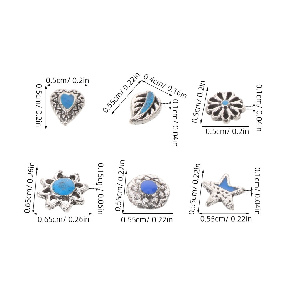 60pcs Retro Stone Nail Charms: Imitation Art Charms – Western