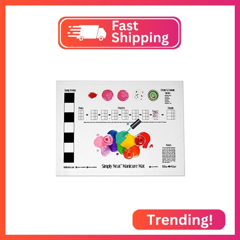 Bliss Kiss Simply Neat Manicure Mat – Silicone Manicure Mat for Stamping and Nai