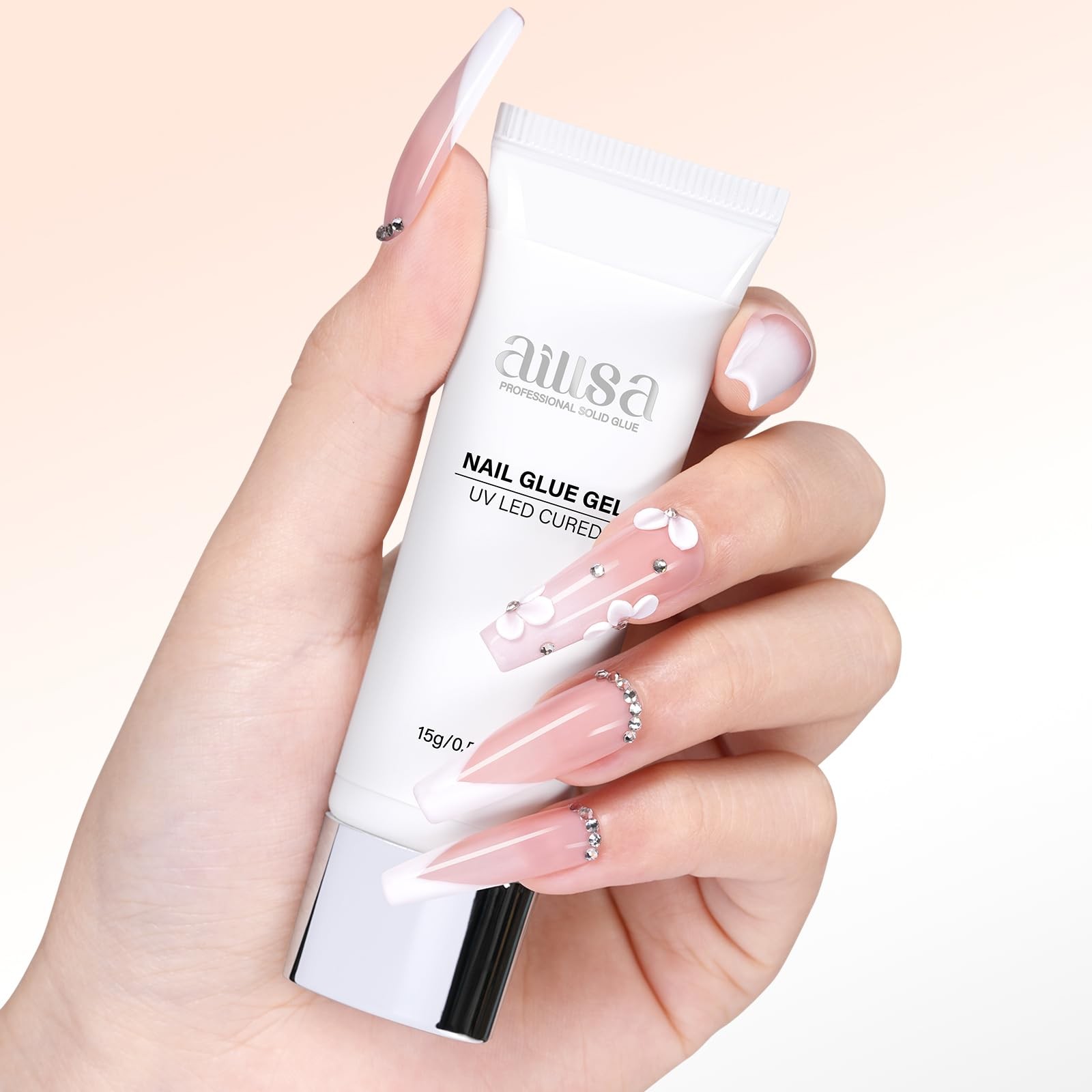 AILLSA Solid Gel Nail Glue for solid nail glue-15g*1pcs (White hose)