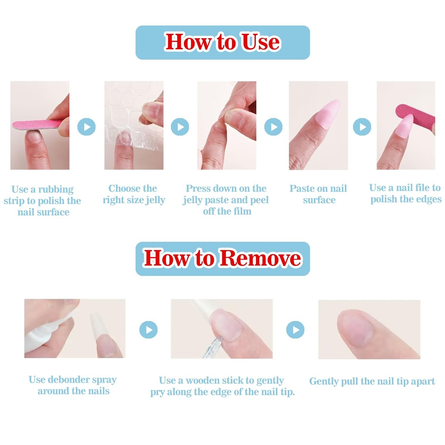 3D Fruit Almond Press-On Nails – Medium Length Cute Thick Acrylic Fake Nails, 10