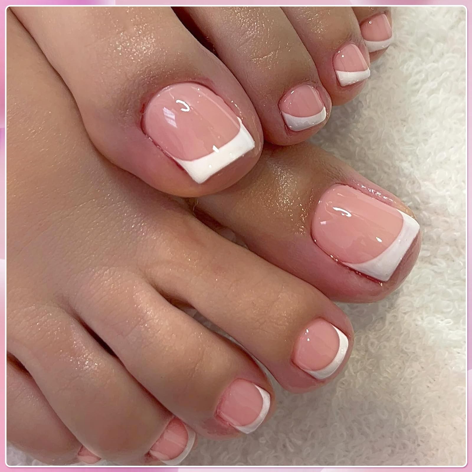 Press on Toenails for Women, 240pcs Toe Nail Press ons White Deep French Tips…