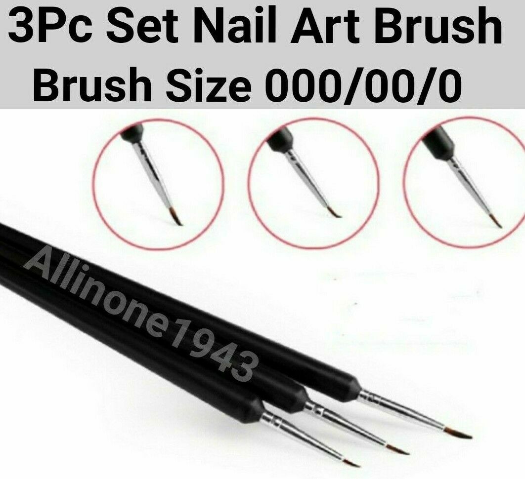 3PCS Nail Art Pen Dotting Painting Drawing UV Gel Liner Polish Brush Tool Set