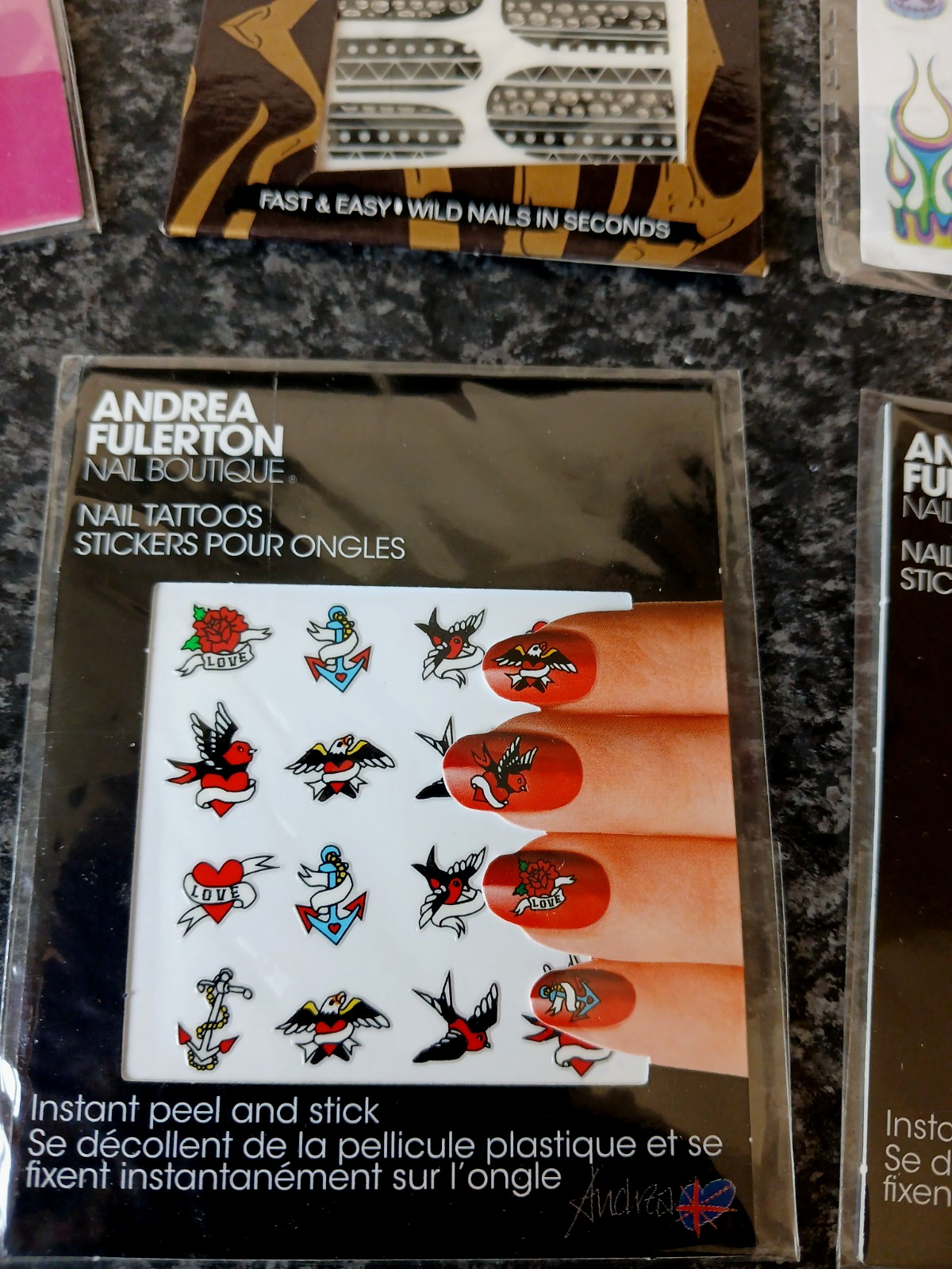 BUNDLE NAIL STICKERS SELF ADHESIVE MONSTER FLAMES CHAINS SKULL TATTOO GOTHIC