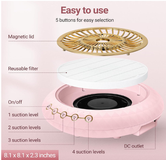 Colector de polvo 5000RPM silencioso con filtro reutilizable para uñas en casa