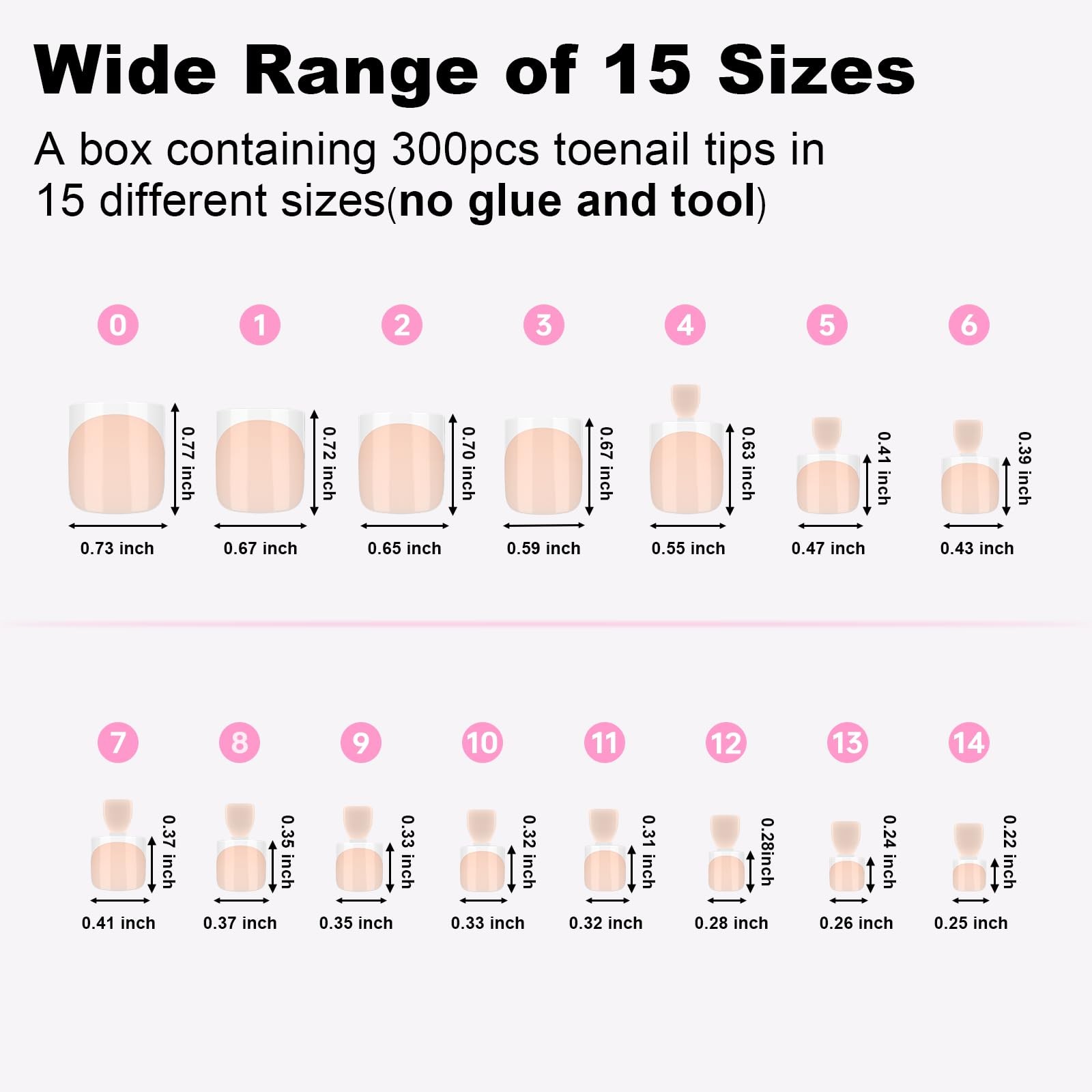 300 Pcs French Tip Toe Nail Tips Press on- Anyos Real Square Nail Tips,Full C…