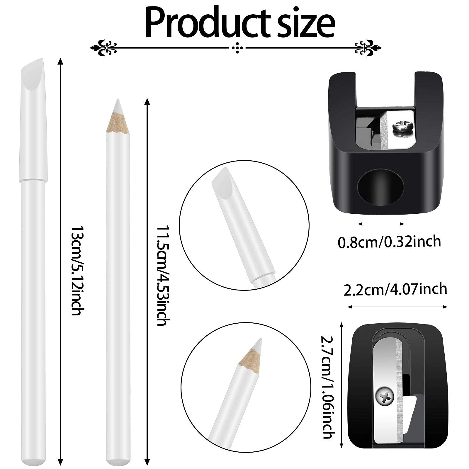 Nail Pencil and Sharpener Set 2 Pieces 2 In1 White Nail Whitening Cuticle Pusher