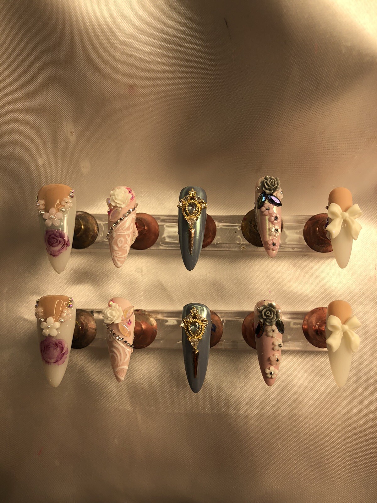 Z NAILZ! Gorgeous Set Of Handcrafted Custom Victorian Stiletto Press On Nails