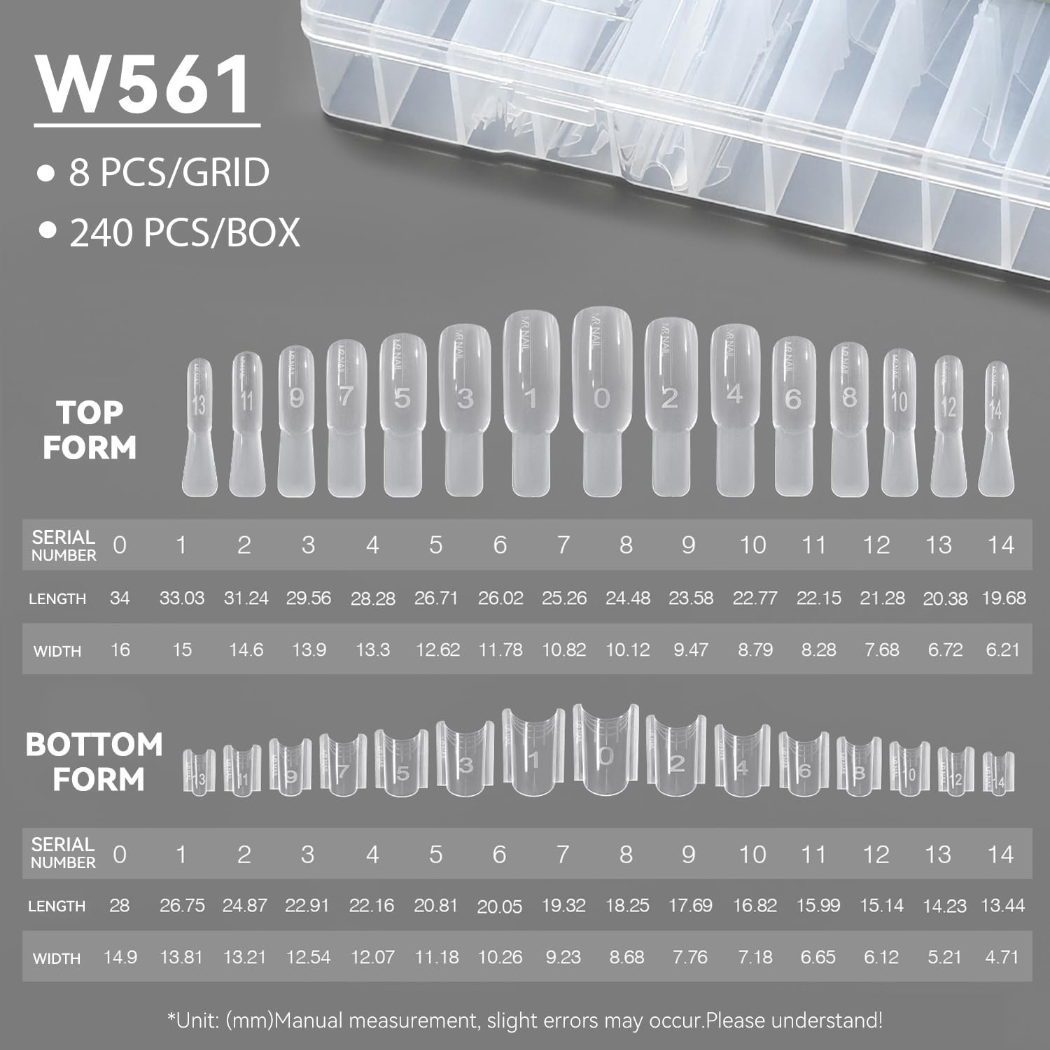 Dual Nail Forms for Builder Gel – 240Pcs, 15 Sizes, Poly Gel Nail Mold for Home