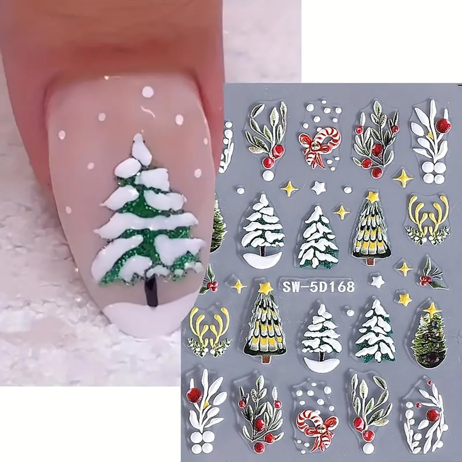 Christmas Nail Art Stickers Decals 5D Embossed Nail Design Stickers Christmas Tr