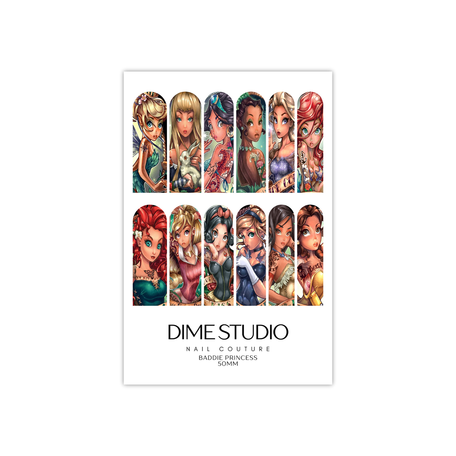 Baddie Tattoo Princess Nail Decals Water Transfer Nail Wraps