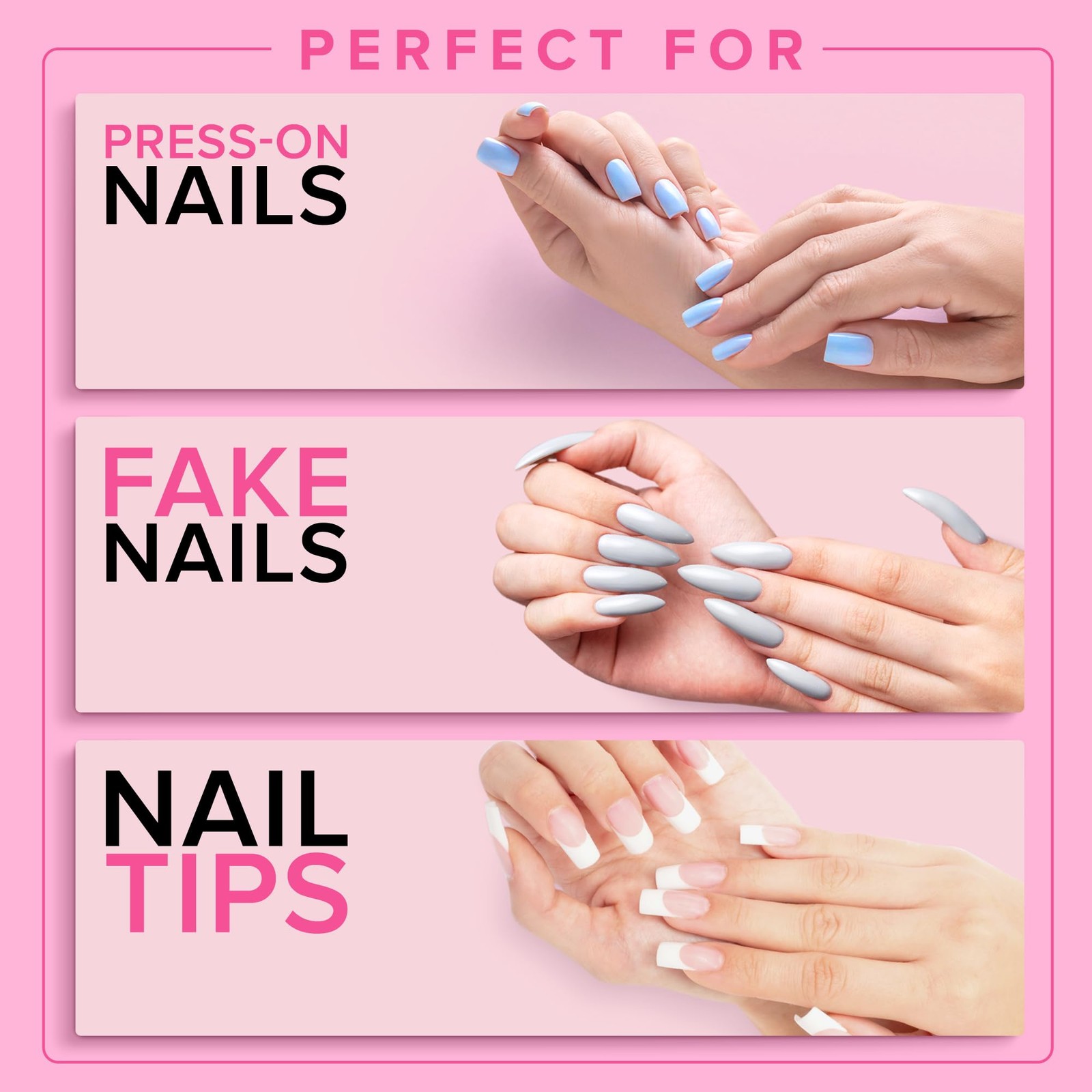Super Strong Nail Glue for Press On Nails, 0.27 Fl Oz (Pack of 1), Clear