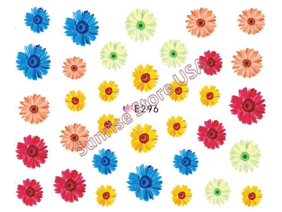 3D Nail Art Sticker Colorful Flower Daisy Flower Decals Manicure Peel & Stick