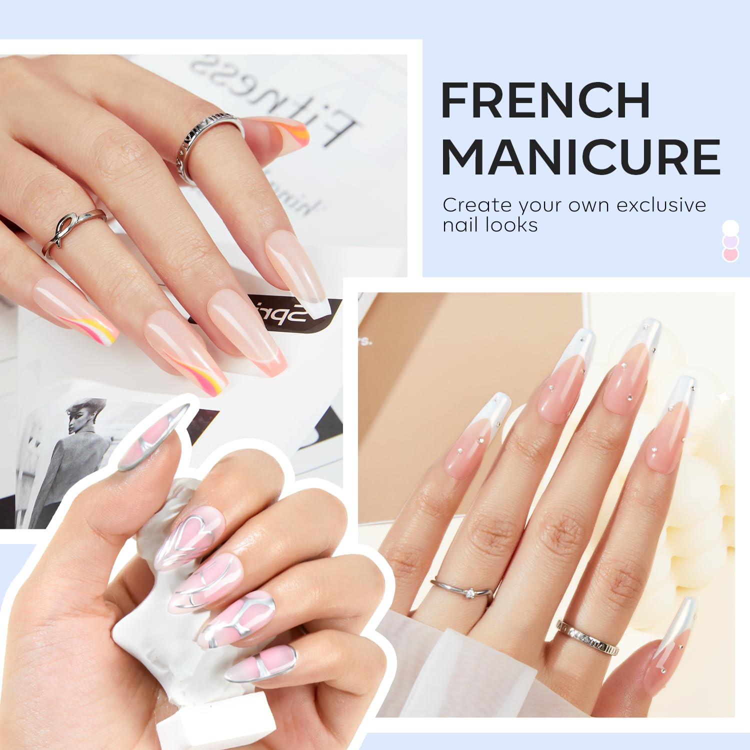 Herramienta french tip 6 piezas sello unas kit manicura diy gel arte impresion