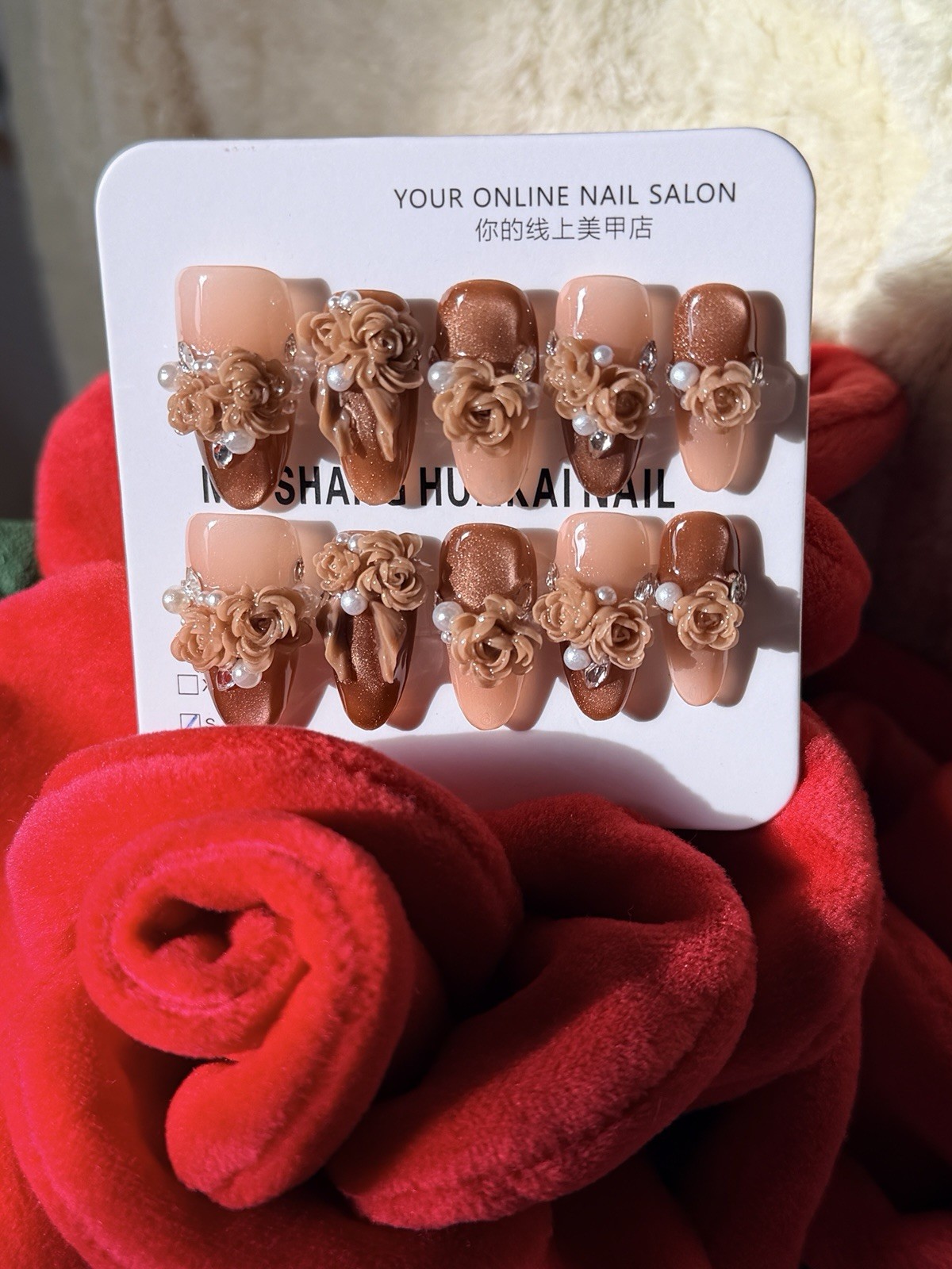 Rose Press-On NailsHandmade • Size S • Brand New