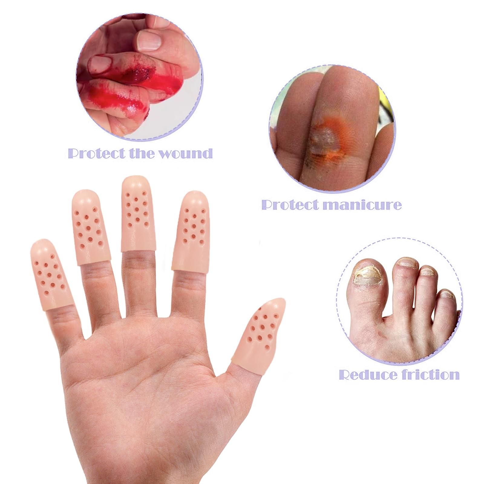 Zxfuture 20 Pack Gel Finger Cots with Air Holes Finger Protection and Healin…