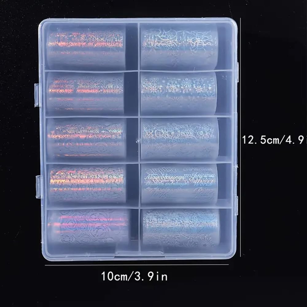 Christmas Snowflake Nail Foil Transfer Stickers, 10 Rolls Nail Art Supplies N…