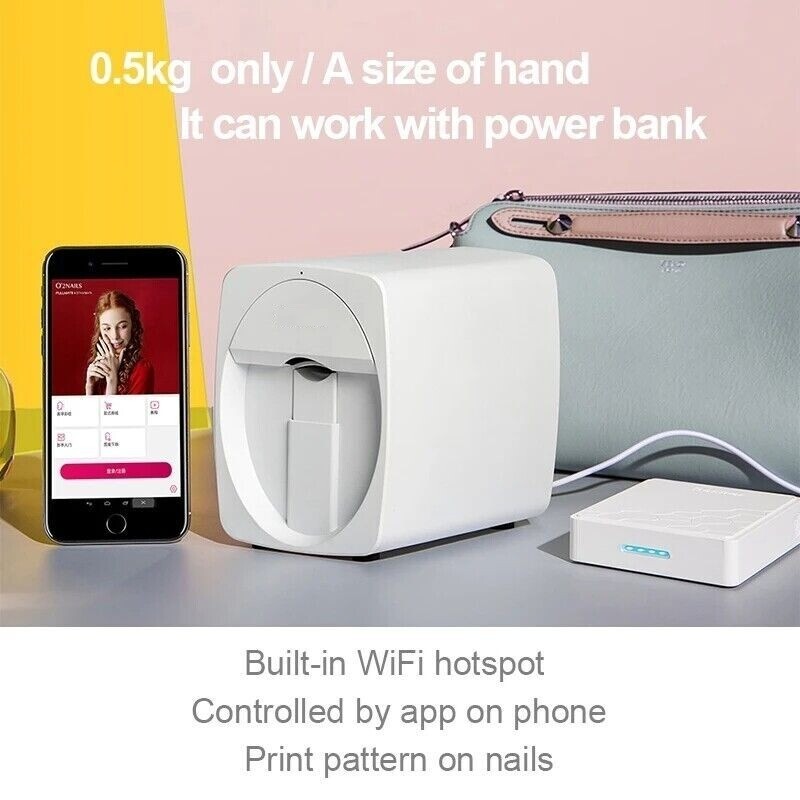 New Portable Nail Printer Mobile APP DIY Nail Art Printing Machine Home Use 10W