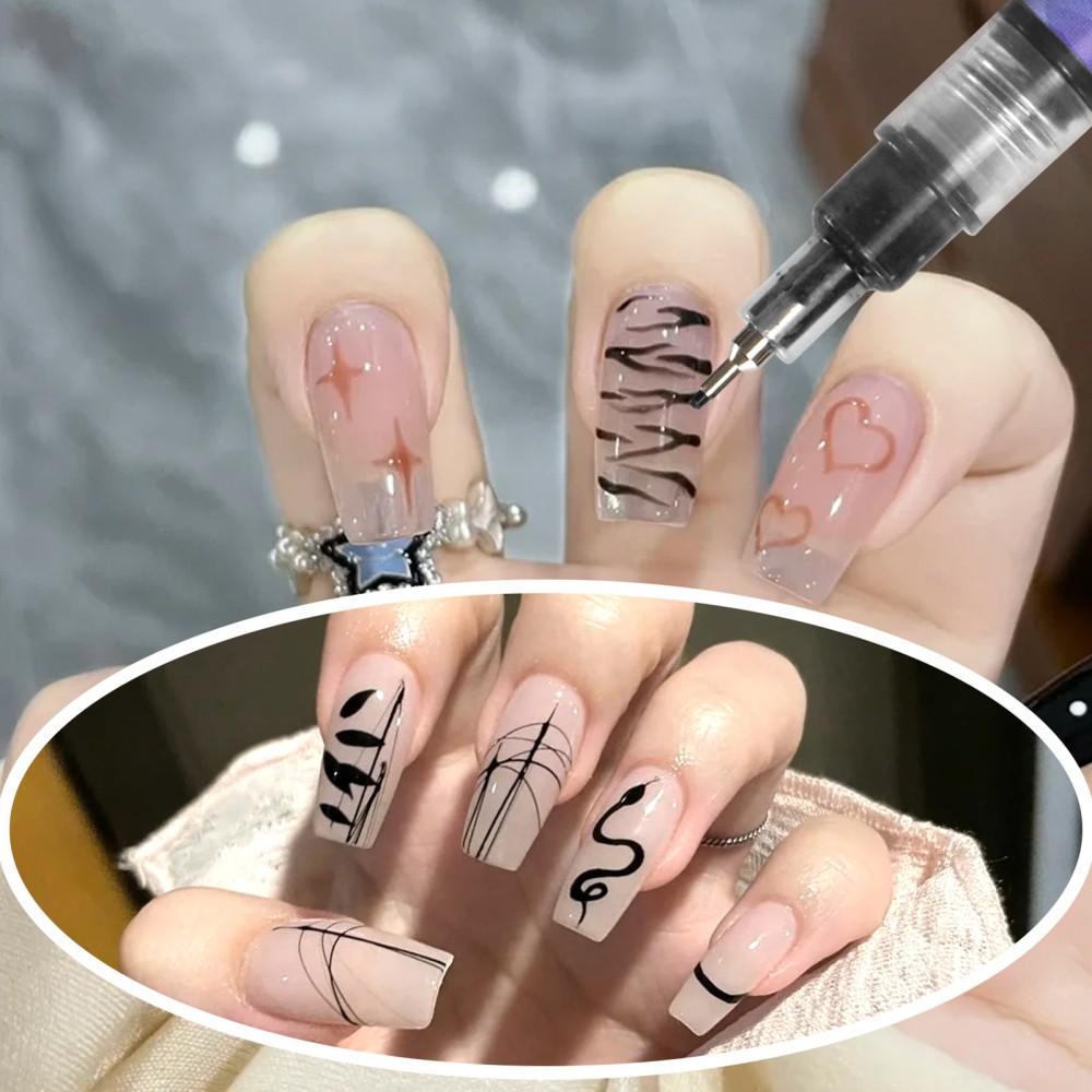 12Pcs/Set 3D Nail Art Drawing Pen Waterproof Painting Liner Drawing Embellishing
